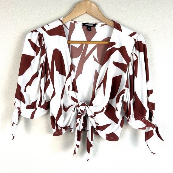 Express Tops - Express Cropped Tie Front Top Medium EUC
